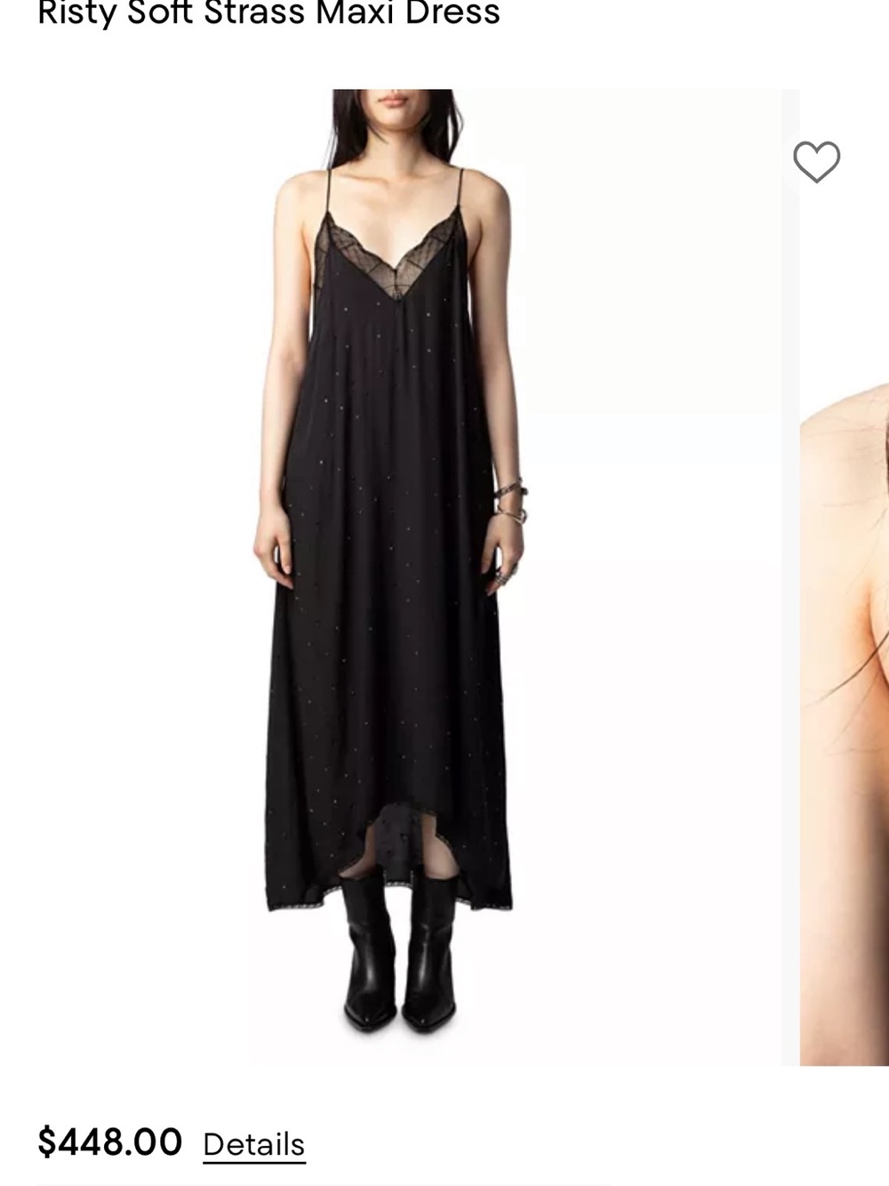 NWOT Zadig and Voltaire black slip dress with guitar subtle print